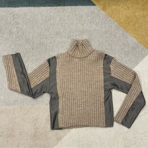 Beige and Green Zara Turtleneck Sweater